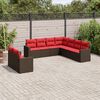 vidaXL 9 Piece Patio Sofa Set with Cushions Brown Poly Rattan
