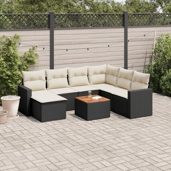 vidaXL Garden Sofa Set Black PE rattan Large Modular Garden Sofa Set