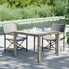 vidaXL Patio Table 35.4"x35.4"x29.5" Tempered Glass and Poly Rattan Gray