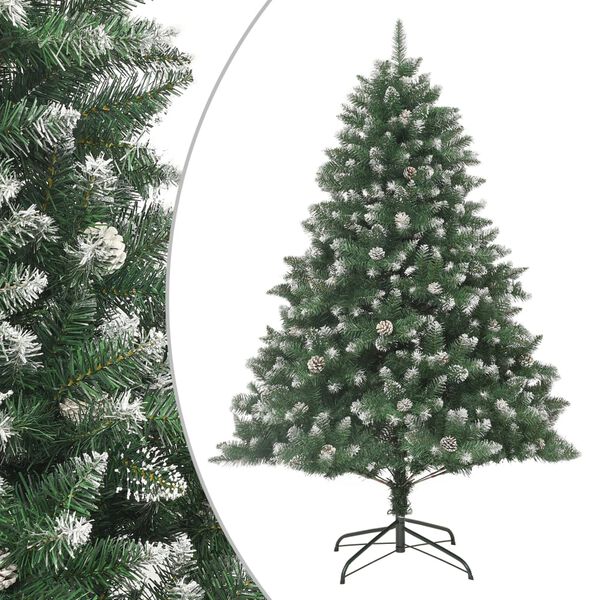 vidaXL Christmas Tree Green & white PVC, steel 180 in tree Foldable