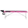 vidaXL 2-Zone Foldable Massage Table Aluminum Black and Pink