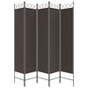 vidaXL 5-Panel Room Divider Brown 78.7"x78.7" Fabric
