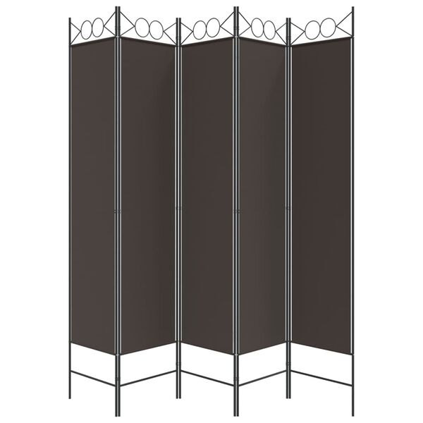 vidaXL 5-Panel Room Divider Brown 78.7"x78.7" Fabric