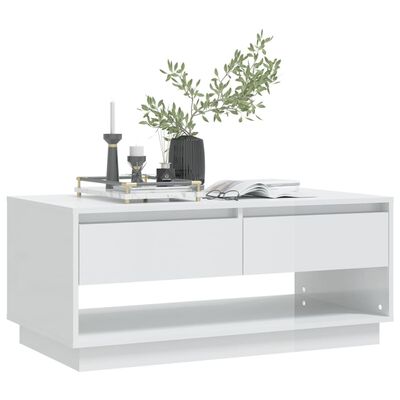 vidaXL Coffee Table High Gloss White 40.4"x21.7"x17.3" Engineered Wood