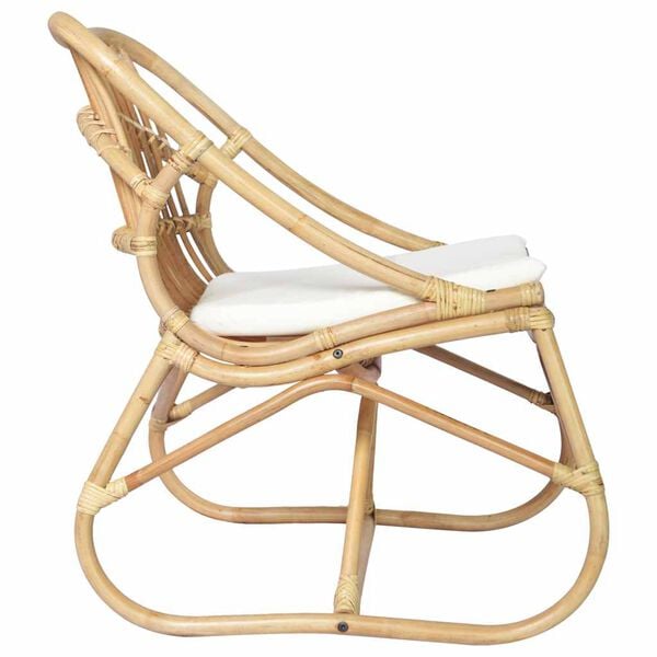 vidaXL Rattan Chair Cream White Cushion, Natural Rattan Frame