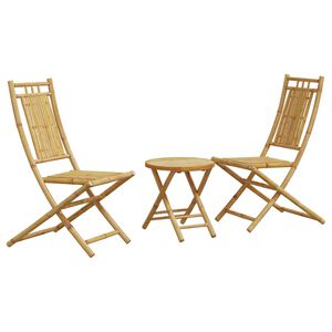vidaXL Bistro Set Natural Bamboo Bamboo 3 piece set Foldable