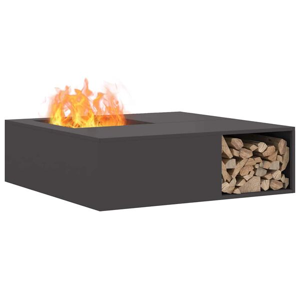 vidaXL Fire Pit Black 39.4" x 39.4" x 11.8" Cold-rolled steel