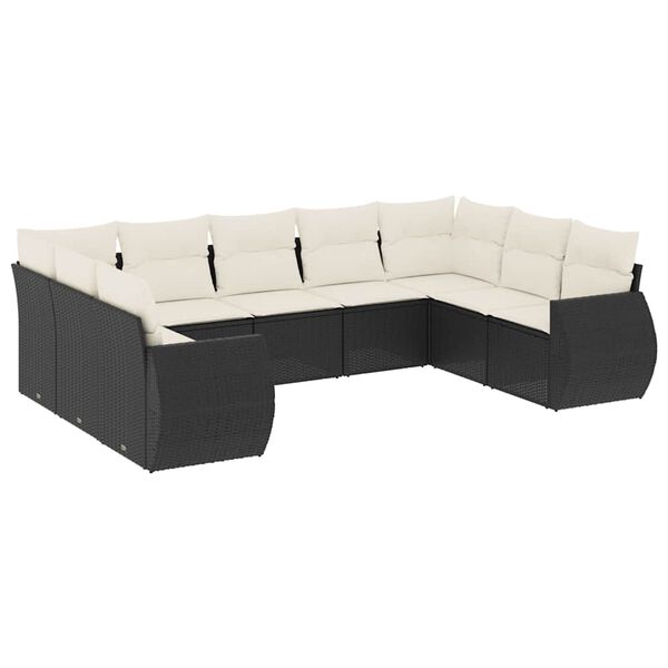 vidaXL Garden Sofa Set Black, Cream White PE rattan, powder-coated steel