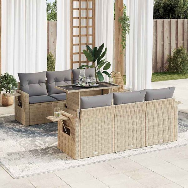 vidaXL Garden Sofa Set Beige, Light Grey