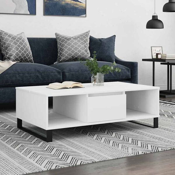 vidaXL Coffee Table White Engineered wood, Iron 40.9x23.6x13.8 in