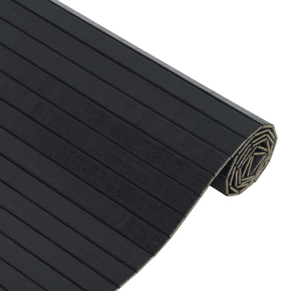 vidaXL Rug Black Bamboo, Polypropylene Extra Long Non-slip Rug