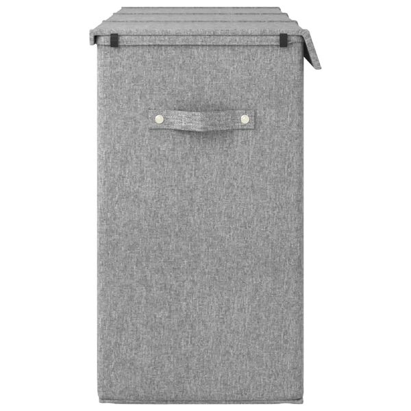 vidaXL Foldable Laundry Hamper Grey 25.4x13.6x23.2" Faux Linen Fabric