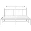 vidaXL Bed Frame White Powder-Coated Steel Double Bed Frame