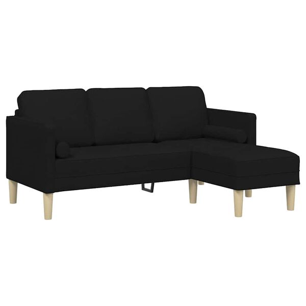 vidaXL Sofa Set with Cushion Black 68.11 x 51.57 x 26.38 in Polyester
