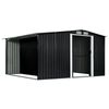 vidaXL Garden Shed with Sliding Doors Anthracite 129.7"x122.8"x70.1" Steel