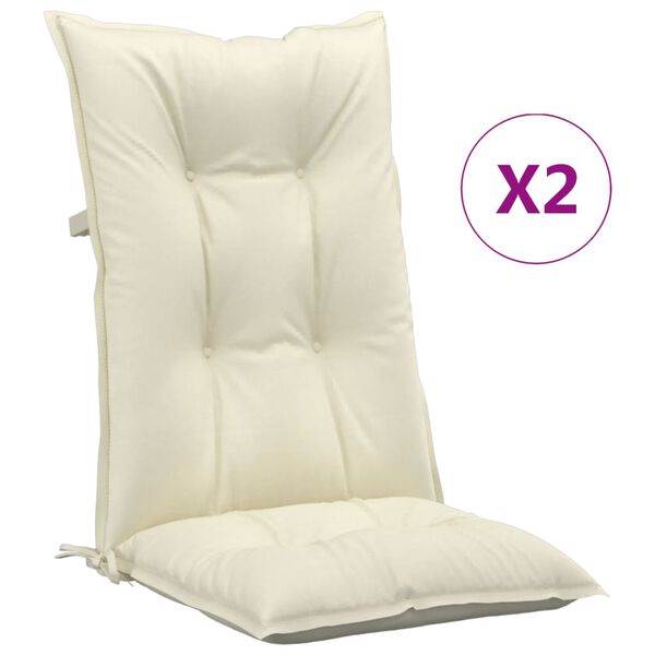 vidaXL Highback Chair Cushion Set of 2 Cream Polyester, PP hollow fiber