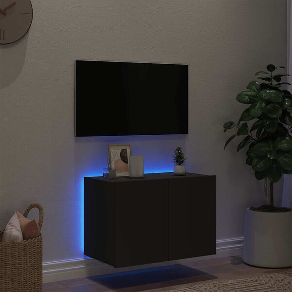 vidaXL TV Wall Cabinet Black Engineered wood Medium TV Wall Cabinet