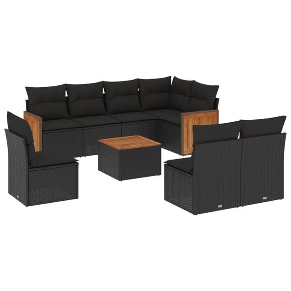 vidaXL Garden Sofa Set Black