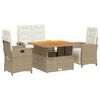 vidaXL 4 Piece Patio Dining Set with Cushions Beige Poly Rattan