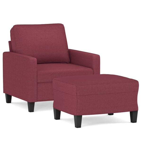 vidaXL Sofa Chair with Footstool Wine Red 23.6" Fabric