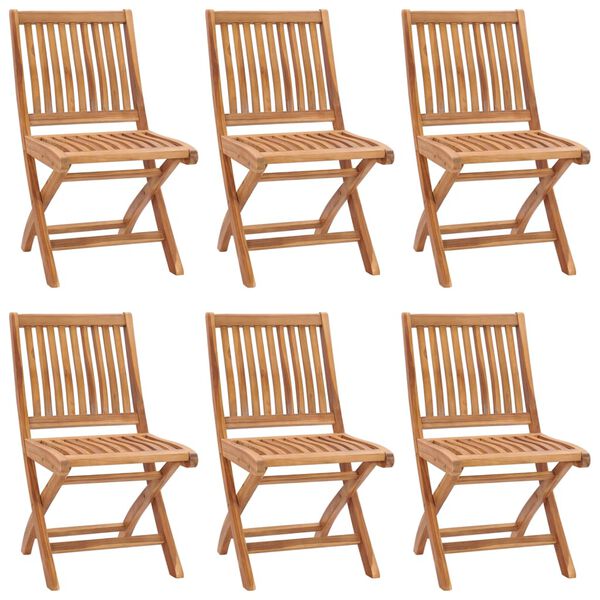 vidaXL Patio Chair Set of 6 Light blue Teak wood, Fabric Standard