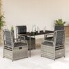 vidaXL Garden Dining Set Grey PE rattan 5 Piece Set Adjustable Armrests