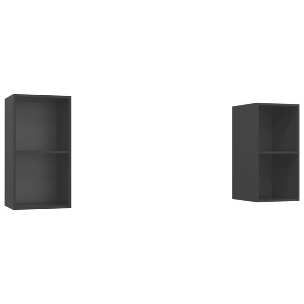 vidaXL Wall-mounted TV Stands 2 pcs Gray Engineered Wood