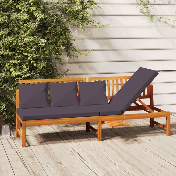 vidaXL Day Bed Brown, Grey Solid Acacia wood, Polyester