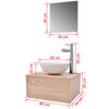 vidaXL Bathroom Cabinet Beige, White, Silver Engineered wood, Ceramic, Brass