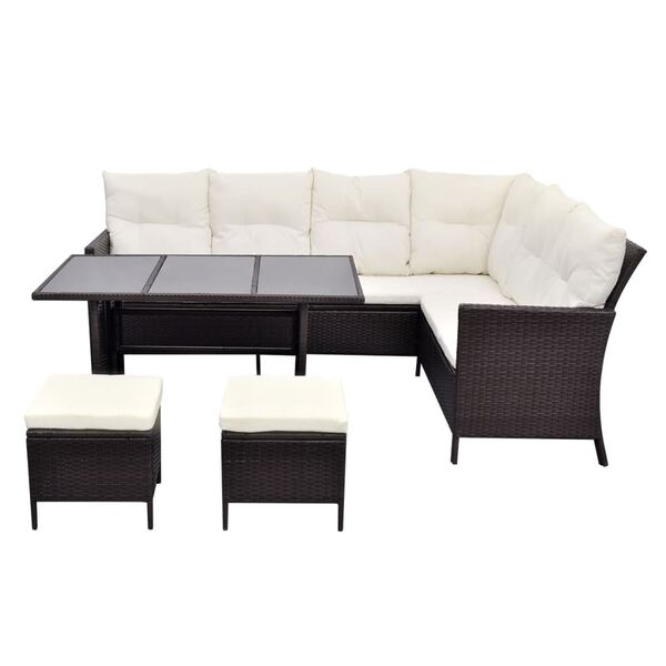 vidaXL Outdoor Dining Set Brown (Rattan) Powder-coated steel frame Large