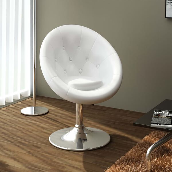 vidaXL Lounge Chair White PVC, Polyester, Cotton, Polyurethane, Steel