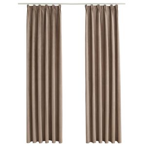 vidaXL Blackout Curtains with Hooks 2 pcs Taupe 55.1x88.6"