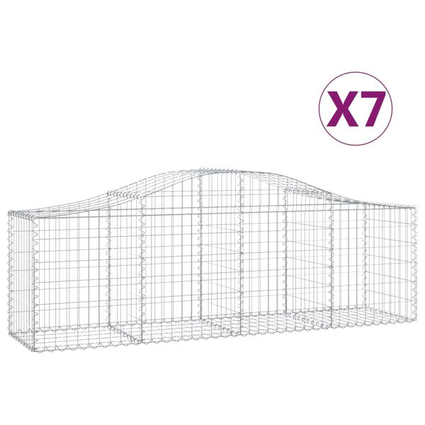 vidaXL Gabion Basket Set of 7 Silver Galvanized iron