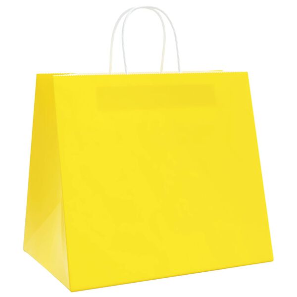 vidaXL Paper Bags 250 pcs with Handles Yellow 32x22x28 cm