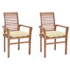vidaXL Dining Chair Set of 2 Teak brown Solid Teak Wood Medium