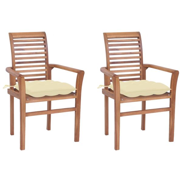 vidaXL Dining Chair Set of 2 Teak brown Solid Teak Wood Medium