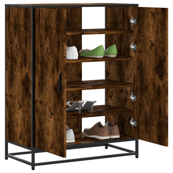vidaXL Shoe Cabinet Smoked Oak Engineered wood and metal Medium