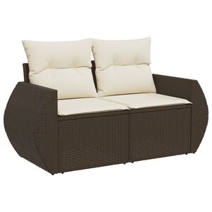 vidaXL Garden Sofa Brown PE Rattan, Powder-Coated Steel, Polyester