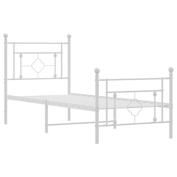 vidaXL Bed Frame White Steel Small Single Bed Frame Rectangular