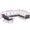 vidaXL Garden Lounge Set Black PE rattan, powder-coated steel, plastic