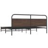 vidaXL Bed Frame Brown Oak Steel, Engineered Wood Full Bed Frame