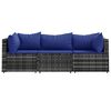 vidaXL Patio Lounge Set Gray with dark blue cushions