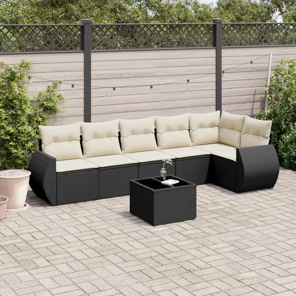vidaXL Garden Sofa Set Black, Cream White