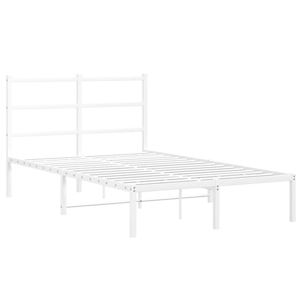 vidaXL Bed Frame White Powder-Coated Steel Small Double Bed Frame