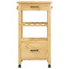 vidaXL Kitchen Trolley MONZA 18.9"x15.7"x34.8" Solid Wood Pine
