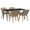 vidaXL Garden Dining Set with Cushion 5 pcs Beige Poly Rattan