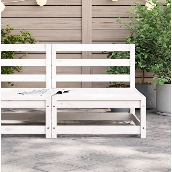 vidaXL Garden Sofa White Solid pine wood Single unit Modular
