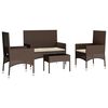 vidaXL 4 Piece Patio Lounge Set with Cushions Brown Poly Rattan