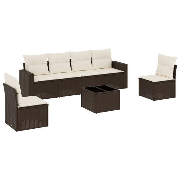 vidaXL Garden Sofa Set Brown Poly Rattan Large Adjustable Feet