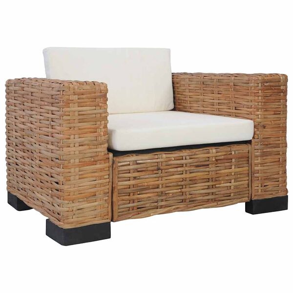 vidaXL Armchair Brown Natural rattan Standard Adjustable Armrests